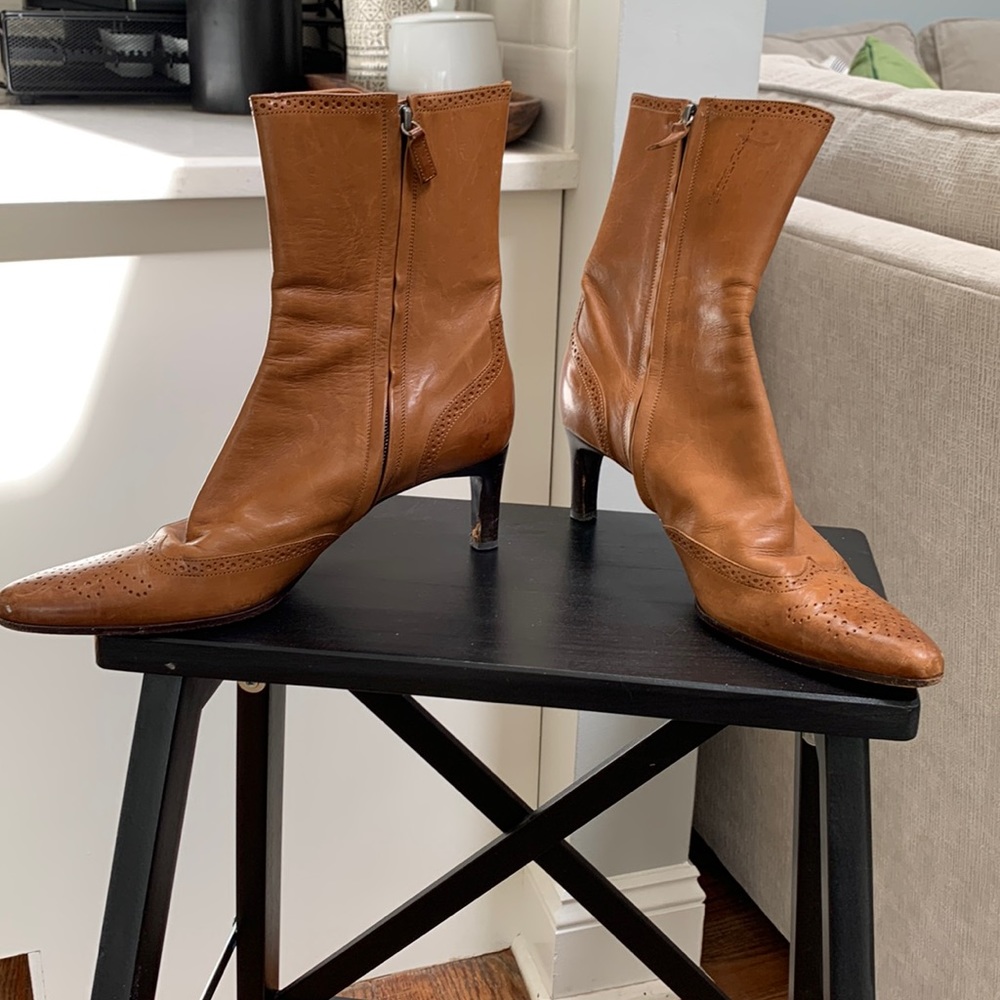 Ralph Lauren Collection italian leather heeled booties.
